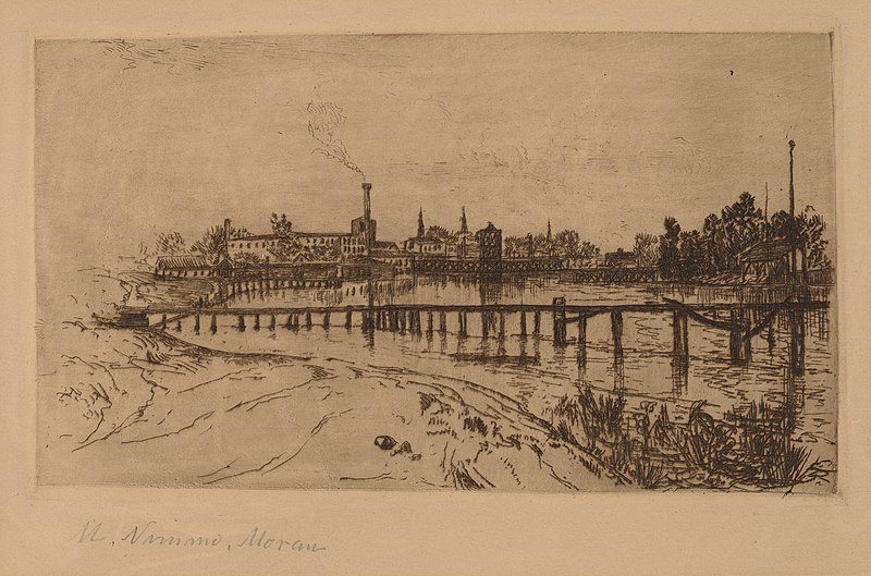 image of Newark, N.J., from the Passaic, 1879, Artist Mary Nimmo Moran
